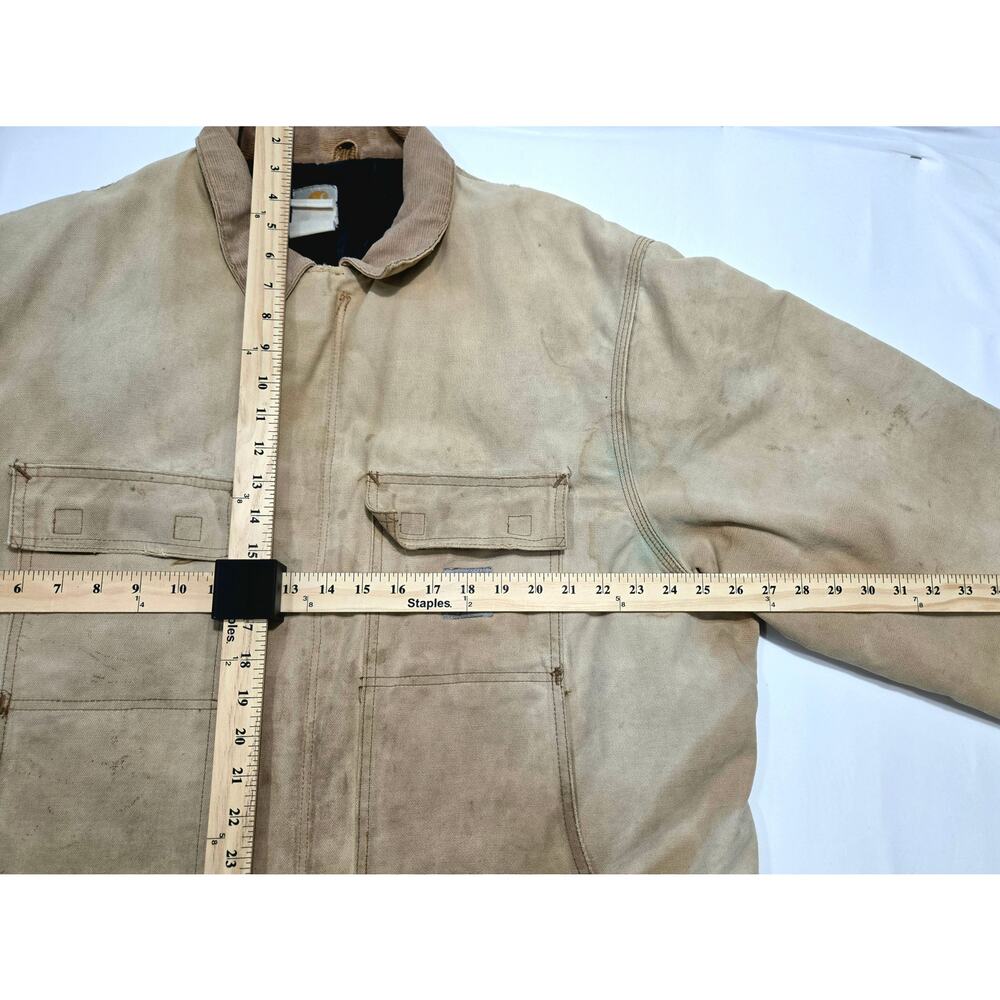 Carhartt Traditional Tan Duck Chore Coat Heavily Distressed Men XL - Picture 3 of 6